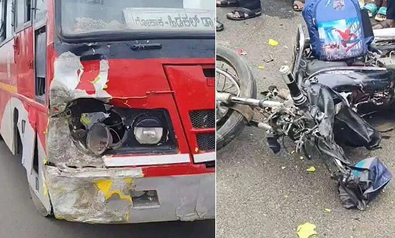 Three Killed in Road Accident Between KSRTC Bus and Motorcycle in Karnataka